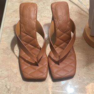Jessica Simpson Brown Quilted Leather Women's Sandals